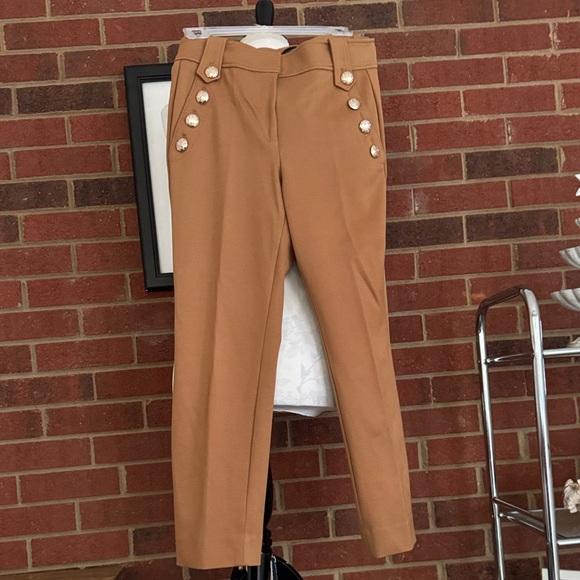 White House Black Market Pants - White House Black Market Tan Pants with Gold Buttons